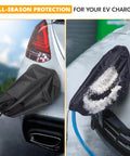 Tough As Nails EV Charger Port Cover With Secure Magnetic Lock And Dual Season Shield against snow and water damage for electric vehicle.