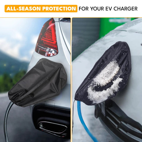 Tough As Nails EV Charger Port Cover With Secure Magnetic Lock And Dual Season Shield against snow and water damage for electric vehicle.