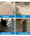 All Stone Surfaces Sealer With Penetrating Water Repellent Silane Siloxane Formula for driveways, patios, indoor flooring, walls.