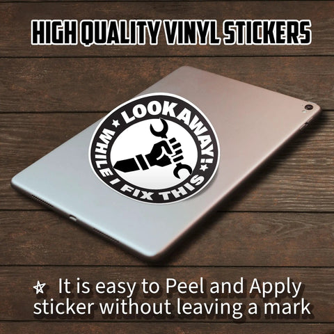 Funny Handyman Mechanic Sticker Set Waterproof Vinyl Decals For Cars Trucks Laptops Helmets Water Bottles Bicycles Luggage And More Easy Peel And Stick 4 Inch on laptop