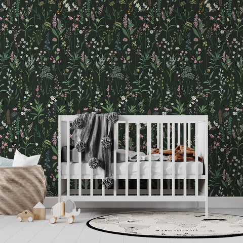 Farm Floral Peel And Stick Wallpaper For Walls And Cabinets Dark Wildwood Look Self Adhesive Contact Paper in nursery