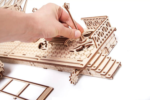 Railway Platform Self Propelled Modular Mechanical Model 3D Wooden Puzzle For Self Assembly Without Glue Brainteaser For Kids Teens And Adults Great Fam Fun And Mind Teaser, hand assembling wooden railway platform