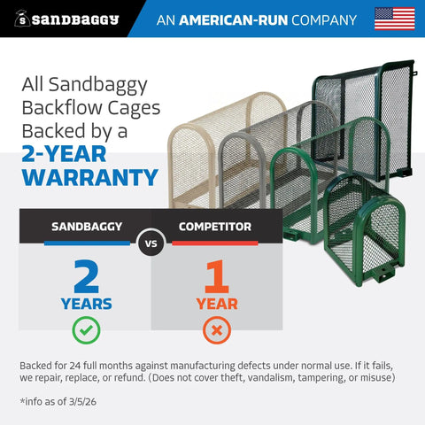 Rock Solid 24x24x12 Wall Mount Backflow Security Cage Heavy Duty Green Steel Enclosure For Outdoor Plumbing Gear in various colors.