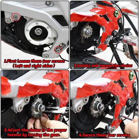 Installation steps of Sprocket Chain Combo Kit For Off Road Dirt Bikes With 420 Chain And 30 Tooth Rear Sprocket Plus 13 Tooth Front