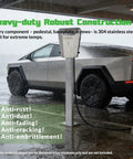 Tough As Nails 304 Stainless Steel EV Charger Enclosure with heavy-duty design under rain, ensuring weather resistance.
