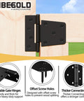 Heavy Duty Gate Hinges Black Iron T Strap Hinges for Barn Doors and Fences 2 Pack with Extra Long Screws installed on wooden gate