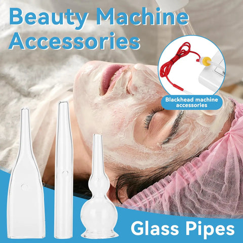 3pc Vacuum Glass Tube Kit for Face Suction Blackhead Removal and Pore Vacuum Cleaner with woman receiving facial treatment