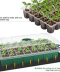 Seed Starter Tray 5 Pack Seedling Propagator Kit With Humidity Vented Domes And Base For Seed Starting 40 Cells Per Tray Total 200 Cells Greenhouse Grow Kit with transparent trays showing plant roots.