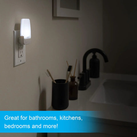 Plug In LED Night Lights With Dusk To Dawn Sensor Ambient Bedroom Glow For Dorm Rooms And Bathrooms Cool White Wall Plug