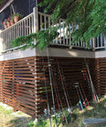 Deck with dark walnut finish using All In One Exterior Wood Stain And Waterproofing Sealant For Decks And Fences In Dark Walnut With UV Protection And A Breeze To Apply No Back Brushing Needed 1 Gallon