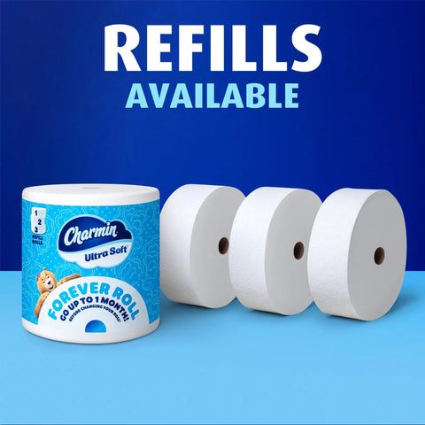 Ultra Soft Forever Roll Starter Kit With Brushed Stainless Steel Holder Includes Two Ply Forever Rolls For Long Lasting Comfort