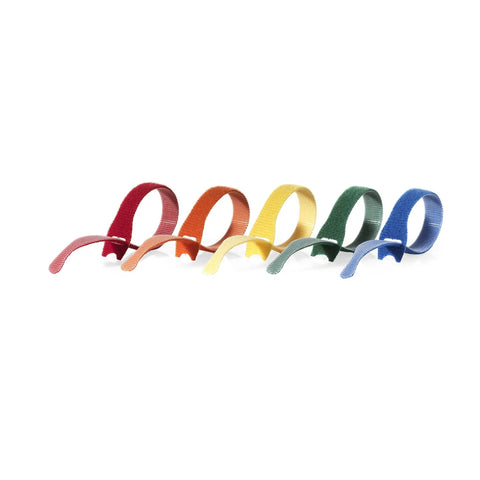 One Wrap Cable Ties For Easy Cable Management Self Gripping Reusable Wire And Cord Organizer 8 Inch Half Inch Multi Color 5 Count