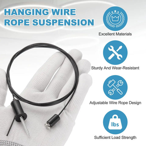 Four Piece Ceiling Hanging Wire Cable Kit With Adjustable Top Mounts 3.3ft Suspension Cable And Slotted Mount Screws For Pendant Lights