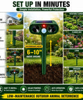 Two Pack Solar Ultrasonic Animal Repeller For Garden Outdoor Waterproof IP65 Motion Sensor Deterrent, 6-10 in stake