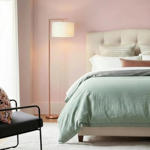 Montage Modern LED Floor Lamp for Living Rooms and Offices Tall Standing Corner Pole Lamp for Bedroom Reading in Rose Gold