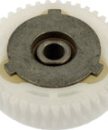 Top Shelf Power Window Motor Gear For Your Ride, white polymer gear with metal insert for OEM replacement in vehicles.