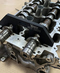 Close-up of camshaft with Camshaft Holding And Timing Alignment Tool Kit Pro Grade For Ford 3.5L EcoBoost installed.