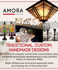 Collage showing handcrafted stained glass lamps with Mission Style 14 Inch Ceiling Fixture Lamp Semi Flush Mount With Wide Stained Glass