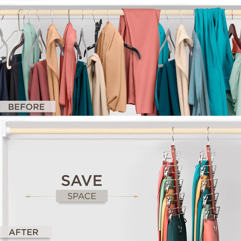 Premium Space Saving Wooden Clip Hangers Two Pack With Anti Slip Belt Bars For Shorts Skirts Pants And Dresses Heavy Duty Closet Organizer That Actually Holds Your Threads Secure Up To Thirty Pounds