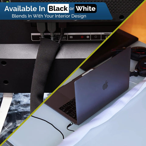 Baby Proof Cable Covers For Wires And Cables, Flexible Cut-To-Fit Neoprene Sleeves behind TV and desk