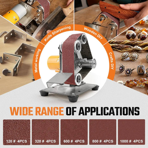 Ten Pack Aluminum Oxide Sanding Belts 1.2 X 13 Inch Tough As Nails for various applications including knife sharpening and metal working.
