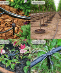 25 Adjustable Drip Irrigation Emitters With Stakes 0 To 18 GPH Flow 360 Degree Sprinkler Heads for Garden Lawn Flower Beds