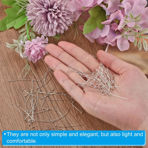 Silver Plated Ball Head Pins 24 Gauge 35mm Pack Of 200 For DIY Jewelry Making Earrings Necklaces Bracelets Bead Stringing Brass Round End Pins For DIY Beaders in hand