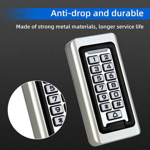 Built Tough RFID Access Control Keypad With Wiegand 26Bit, Standalone Door Entry Pad, Zinc Alloy, black and white keys