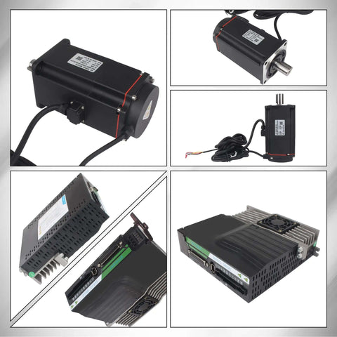 1000W AC Servo Motor Kit With Brake For CNC Machines Plug And Play 220V 5.5A 3000 RPM 17 Bit Encoder RS485 Driver Controller
