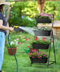 4 Tier Vertical Garden Planter With Drainage Holes For Outdoor Plants Raised Garden Bed Stand For Balcony Patio Yard Black