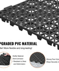 Interlocking Drainage Floor Tiles 50 Piece Set Black 12 By 12 Inch Soft PVC Mats With Non Slip Drain Holes For Restrooms