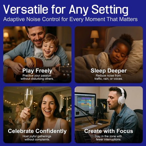 Straight Up Premium Soundproof Curtains For Bedroom used in versatile settings, reducing noise for sleep, play, and gatherings.