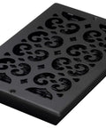 Scroll Design Wall Ceiling Register 6x10 Textured Black Powder Coated Finish with No Fuss Install Screws and Durable Damper Box