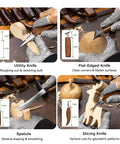 Wood Carving Kit 68 Piece Whittling Set With Leather Storage Bag And 16 Carbon Steel Knives 8 Basswood Blocks And Paints Beginner Friendly Woodworking Kit For DIY Enthusiasts And Gift Idea showing knife handling demonstrations