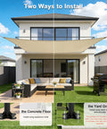 Patio with 2 Pack 12 Ft Adjustable Shade Sail Poles Kit For Outdoors, Heavy Duty Rust Resistant Metal Posts, no fuss setup.