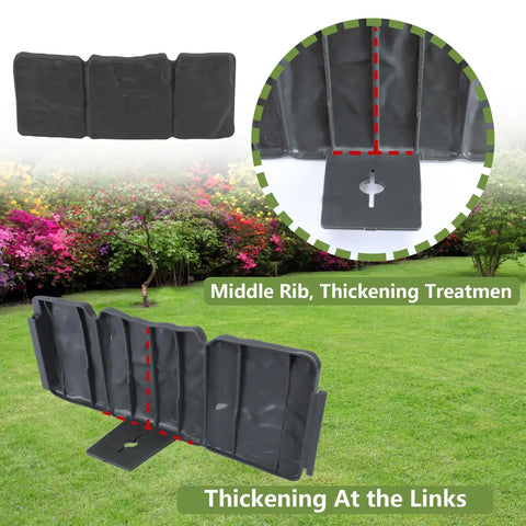 Imitation Stone Look Garden Edge Kit, 16 Ft Landscape Border For Flower Beds, flexible plastic edging detail with thickening features