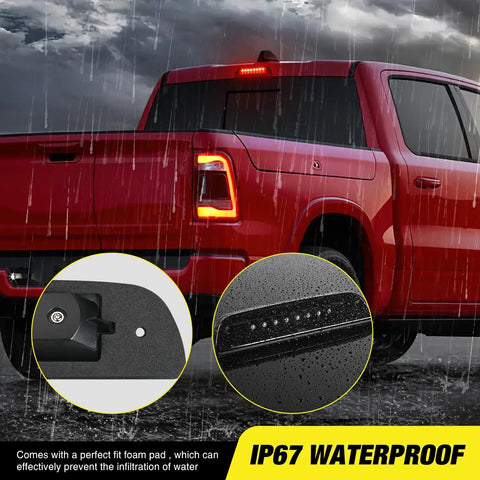 High Mount Third Brake Light LED Upgrade For Toyota Tacoma 1995 2016 Pickup, IP67 waterproof, rear view showing installation
