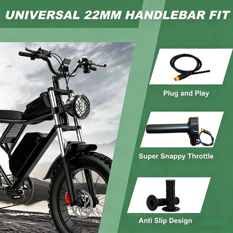 Full Twist Throttle For 12V 72V E Bikes Waterproof 3 Pin Twist Grip Handlebar Throttle With Easy Install And No Fuss Plug