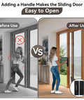 Stainless Steel Door Push Plates And Pull Handles Set For Home And Office, woman using black handle on sliding door