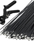 Heavy Duty Metal Zip Ties Kit With Cable Tie Gun, 100 Pack, 11.8 Inch, UV Resistant Black Stainless Steel Ties shown
