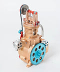 Slick Running Mini Single Cylinder Working Engine Model Kit Heavy Duty Metal Diy Assembly With Cnc Precision Cast Aluminum Alloy displayed from the side.