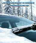 Straight Up Tough 26 And 16 Inch Windshield Wiper Blades With Heavy Metal Frame installed on a snow-covered windshield.