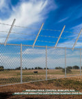 18 Pack Chain Link Fence Extension Kit With 25.2 Inch Height And 2.2 Inch Bracket, installed on fence in outdoor setting