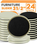 Heavy Duty Furniture Sliders For Carpet 24 Pack, 3.5 Inch Round glides stacked with foam tops for moving furniture easily.