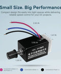 Stepless DC Motor Speed Controller For 12V And 24V Systems With 10A PWM Variable Regulator And Smooth Rotary Dial Easy Install Replacement For Broken Factory Switches Panel Mount Drive Controller For RC Cars Robotics And DIY Projects, compact 3.66x1.26 in unit with wires