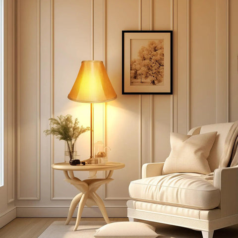 Gold Bell Lamp Shades Set Of 2 For Table Lamps Traditional Linen Spider Shade With Elegant Gold Fabric in living room