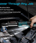 Extended Cordless Electric Ratchet Wrench With Six Inch Long Neck Three Eighth Inch Drive used in car repair