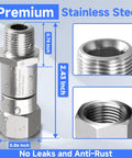 Pressure Washer Swivel Fitting Three Eighth Inch NPT 360 Degree Joint Kink Resistant Reduces Hose Stress For Smooth Water Flow And Easy Maneuvering For Smooth Operation And Long Lasting Durability, stainless steel