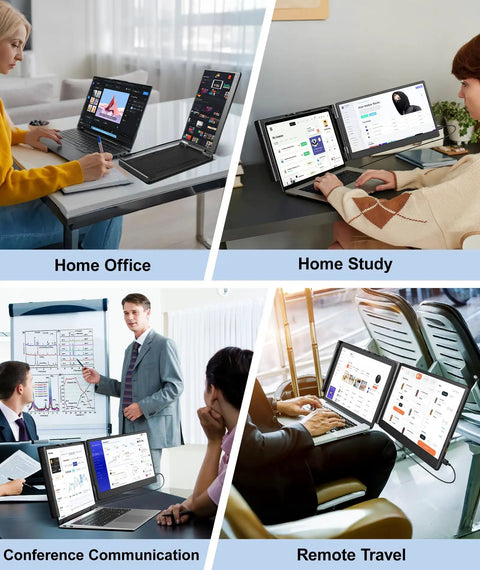 Dual Monitor Laptop Extender 14.2 Inch FHD 1080p Portable Monitor for laptop setup in various environments like office and travel