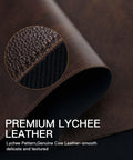 Close-up view of Genuine Leather Desk Pad For Office 31.5 By 15.8 Inches Thick Premium Table Mat with stitched edge detail.